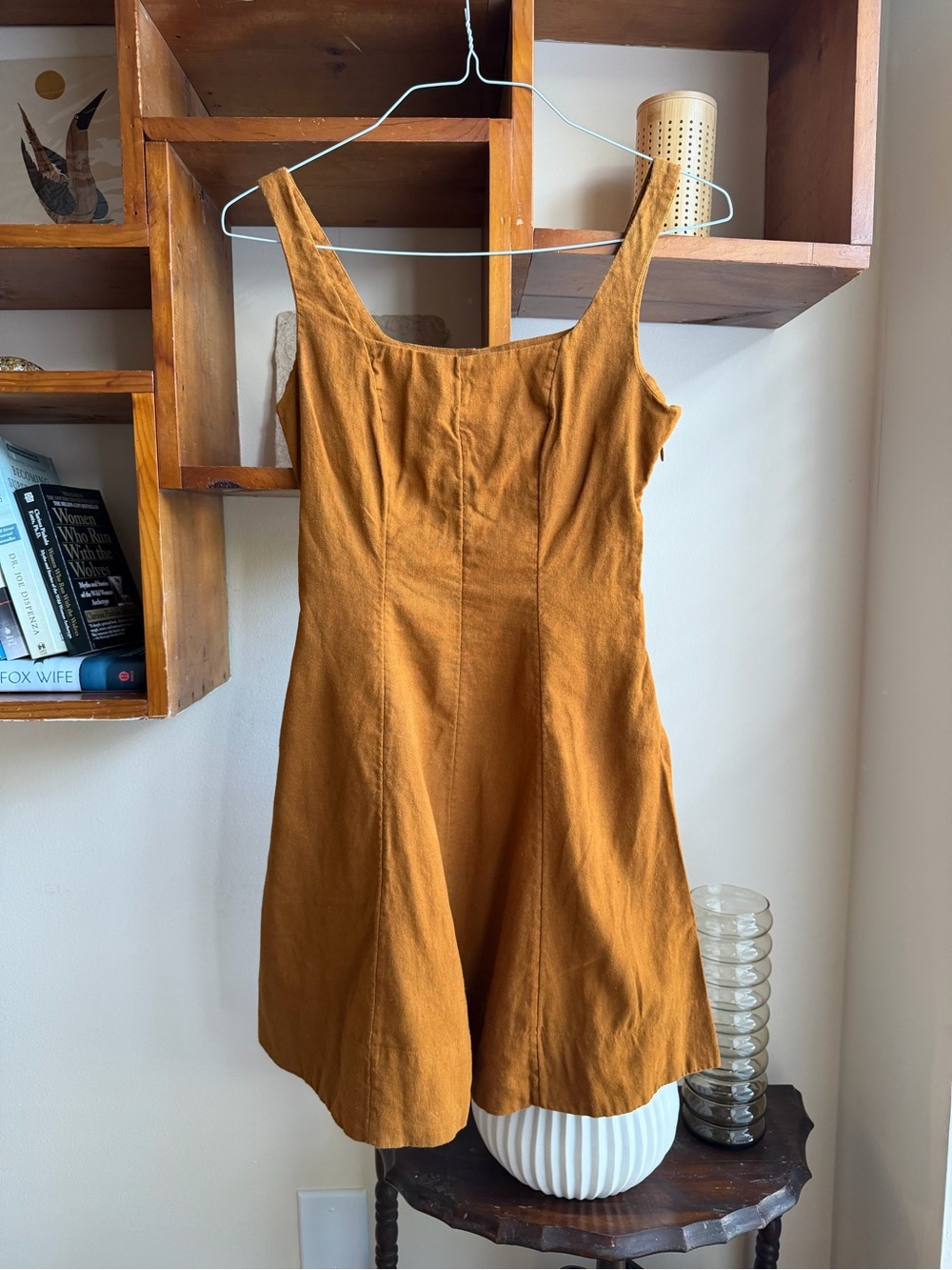 Linen Sleeveless A-Line Pocket Mini Dress (Mustard | Tan | 2 / Small)
